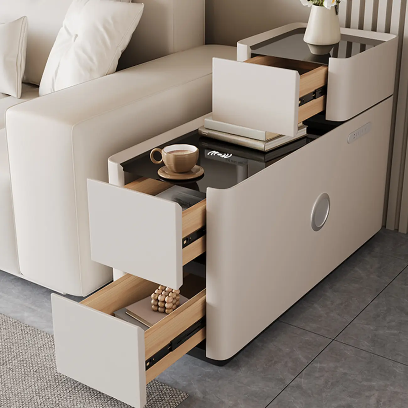 Rectangular 3-drawer Glossy Wood Block Modern Side Table Image - 1 | homeyfad