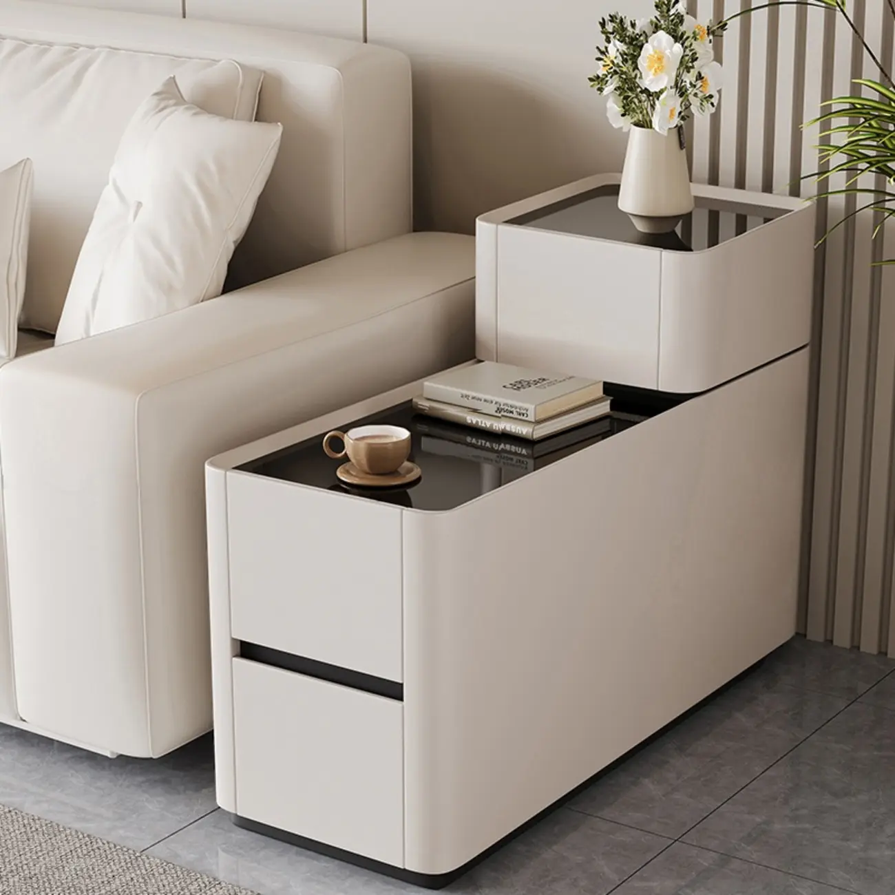 Rectangular 3-drawer Glossy Wood Block Modern Side Table Image - 3 | homeyfad