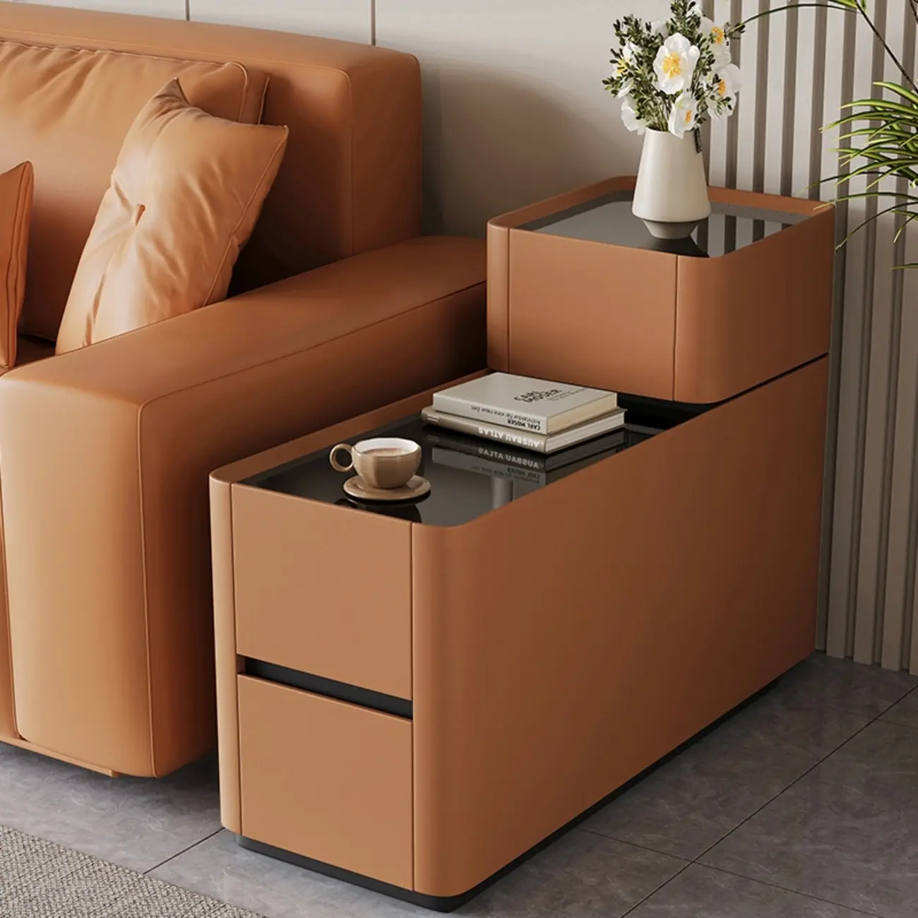 Rectangular 3-drawer Glossy Wood Block Modern Side Table Image - 5 | homeyfad