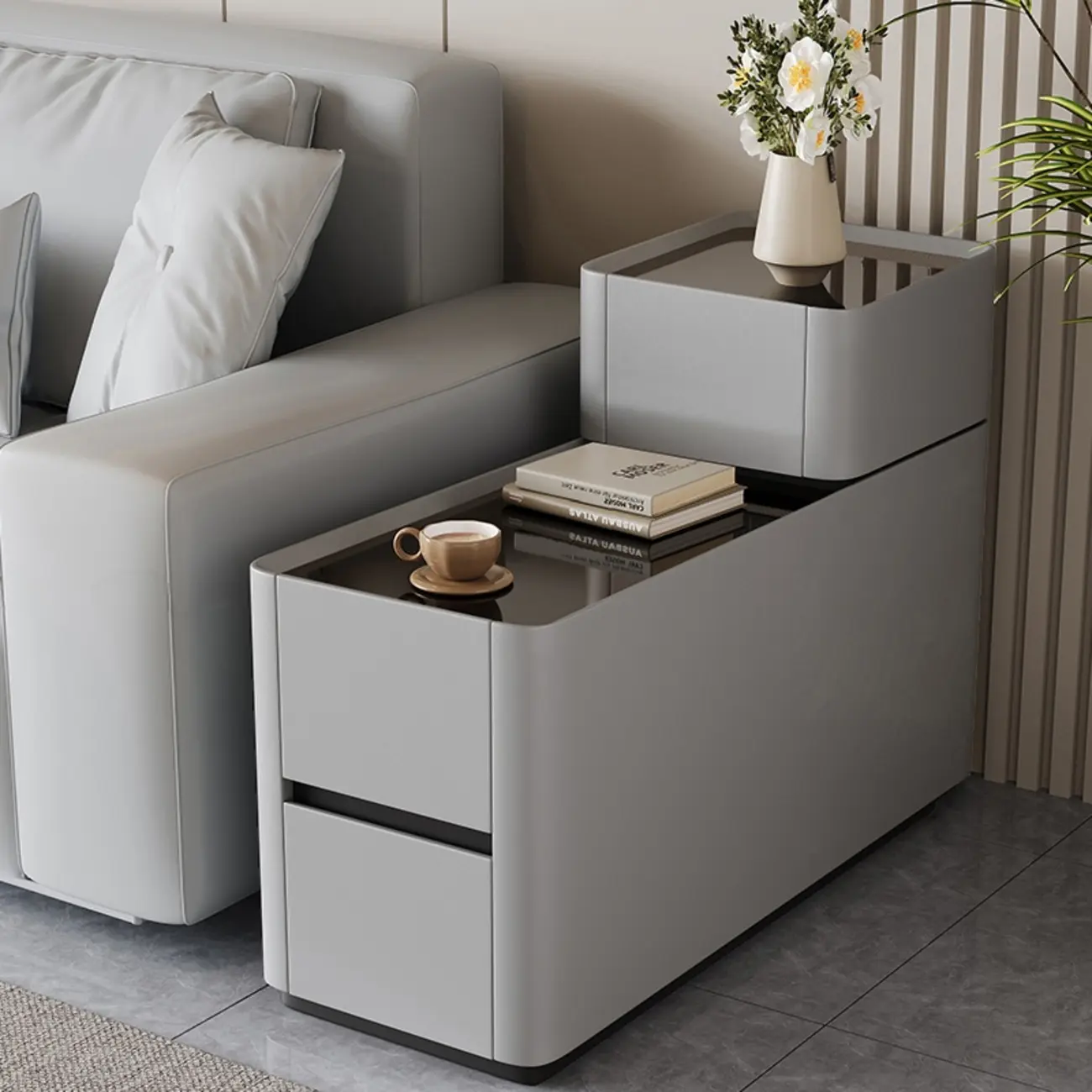 Rectangular 3-drawer Glossy Wood Block Modern Side Table Image - 7 | homeyfad