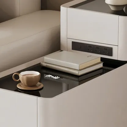 Rectangular 3-drawer Glossy Wood Block Modern Side Table Image - 8