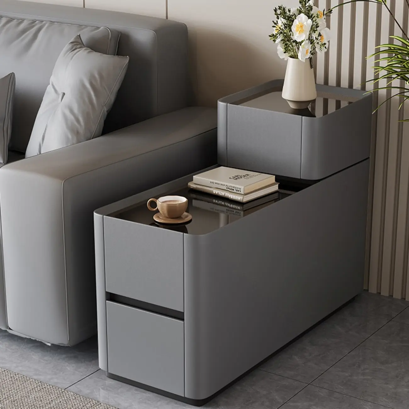 Rectangular 3-drawer Glossy Wood Block Modern Side Table Image - 9 | homeyfad