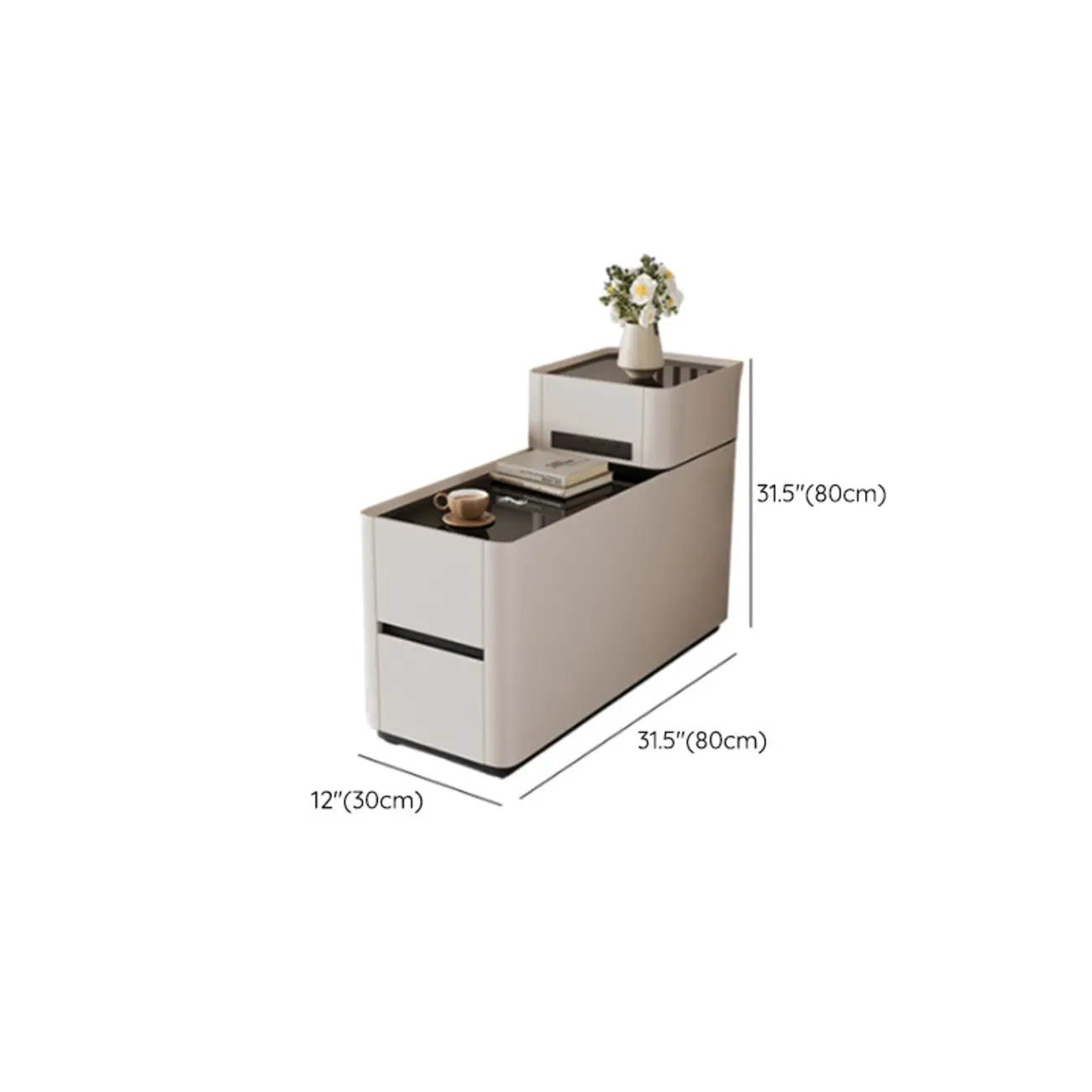 Rectangular 3-drawer Glossy Wood Block Modern Side Table #size | homeyfad