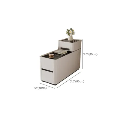 Rectangular 3-drawer Glossy Wood Block Modern Side Table #size