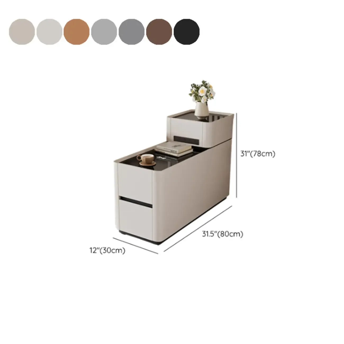 Rectangular 3-drawer Glossy Wood Block Modern Side Table Image - 15