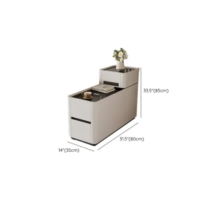 Rectangular 3-drawer Glossy Wood Block Modern Side Table Image - 16