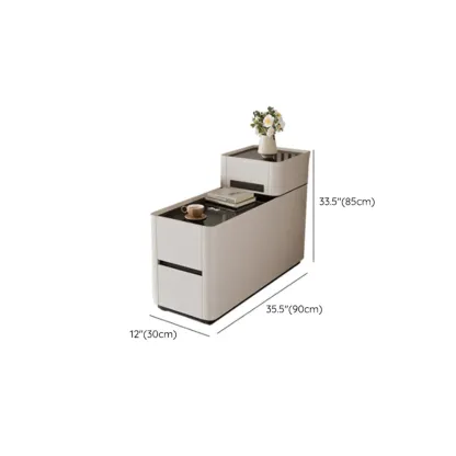 Rectangular 3-drawer Glossy Wood Block Modern Side Table Image - 18