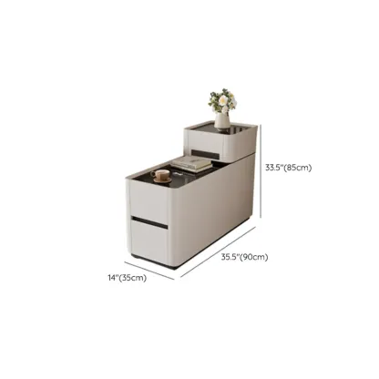 Rectangular 3-drawer Glossy Wood Block Modern Side Table Image - 19