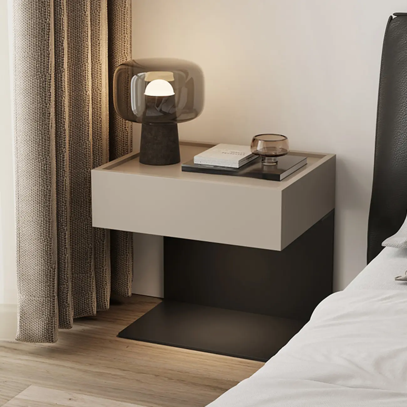 Modern Composite Wood Nightstand with Drawer Storage Image - 1 | homeyfad