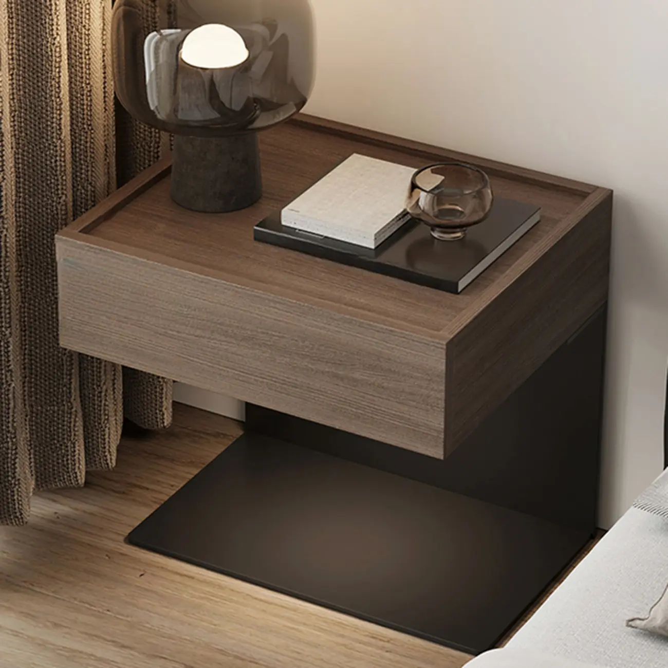 Modern Composite Wood Nightstand with Drawer Storage Image - 6 | homeyfad