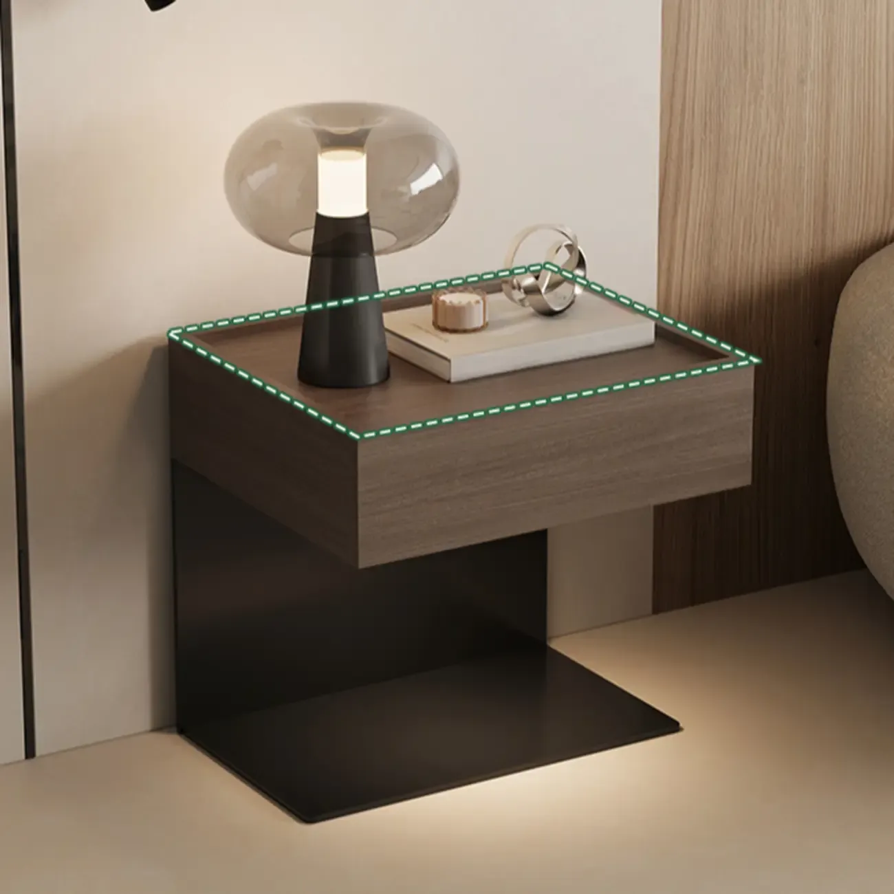 Modern Composite Wood Nightstand with Drawer Storage Image - 9