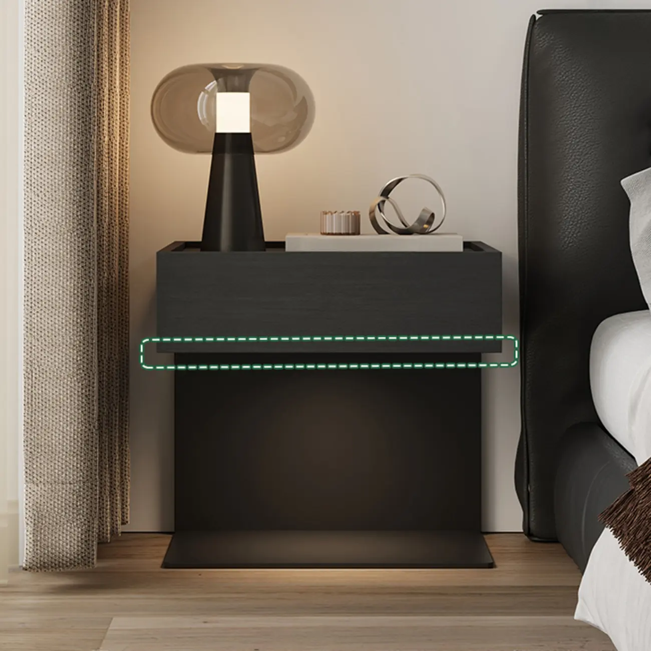 Modern Composite Wood Nightstand with Drawer Storage Image - 10 | homeyfad