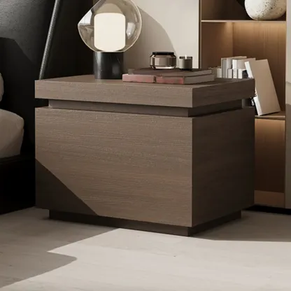 Dark Walnut Wood 1-drawer Nightstand with Laminate Top Image - 1