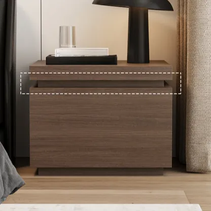 Dark Walnut Wood 1-drawer Nightstand with Laminate Top Image - 4