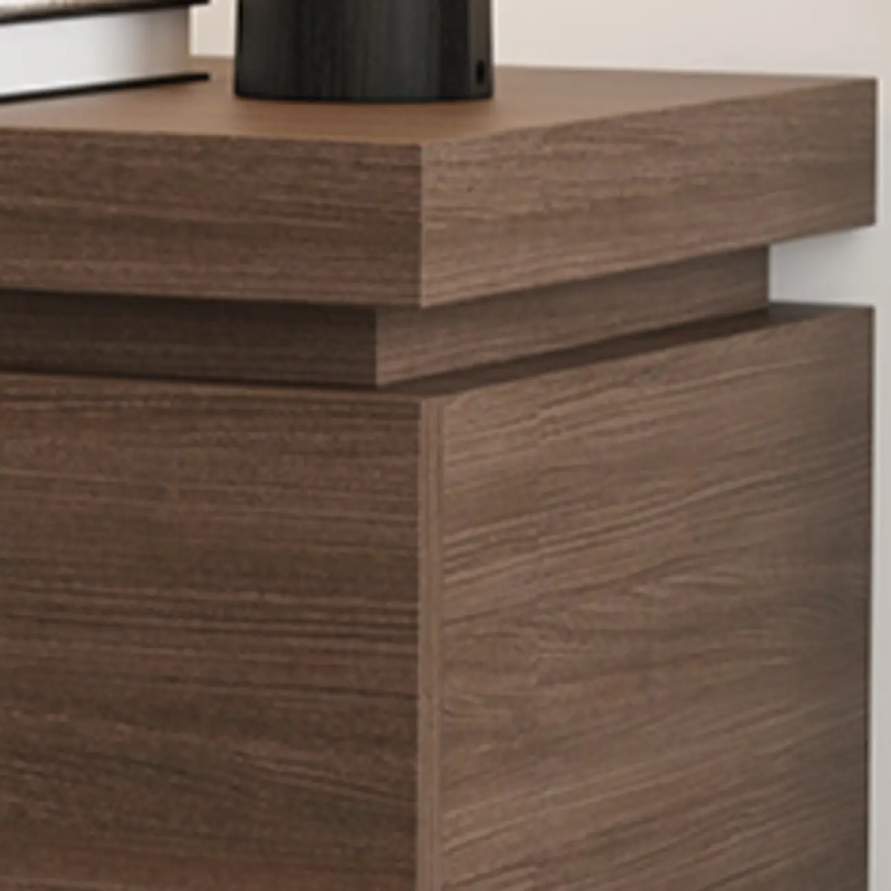 Dark Walnut Wood 1-drawer Nightstand with Laminate Top Image - 5 | homeyfad