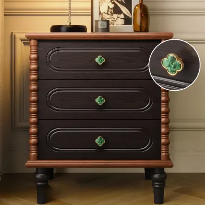 Mid Century Modern Wooden 3-drawer Nightstand with Legs Image - 2