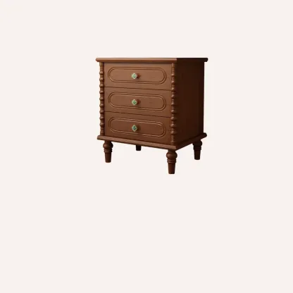 Mid Century Modern Wooden 3-drawer Nightstand with Legs Image - 11