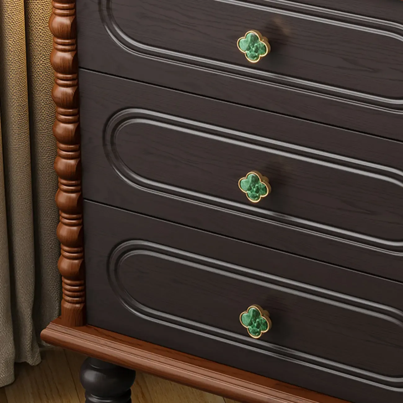 Mid Century Modern Wooden 3-drawer Nightstand with Legs Image - 3