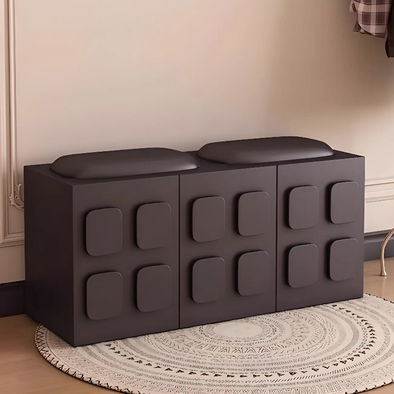 Contemporary Black Upholstered Entry Bench Storage Included Image - 1 | homeyfad