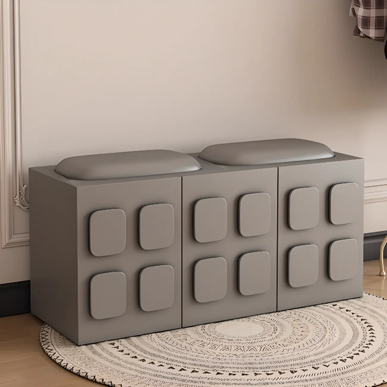 Contemporary Black Upholstered Entry Bench Storage Included Image - 2 | homeyfad