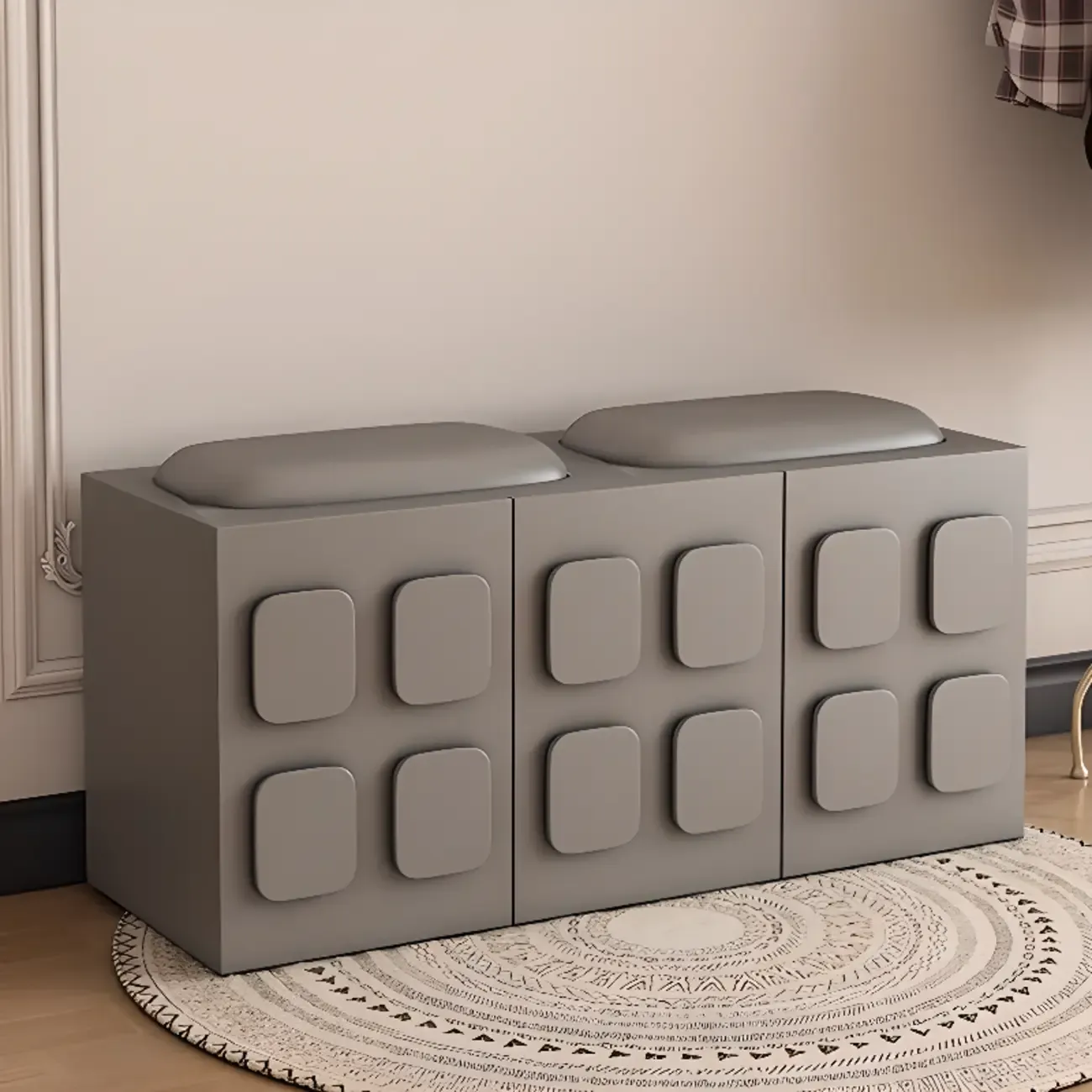 Contemporary Black Upholstered Entry Bench Storage Included Image - 2