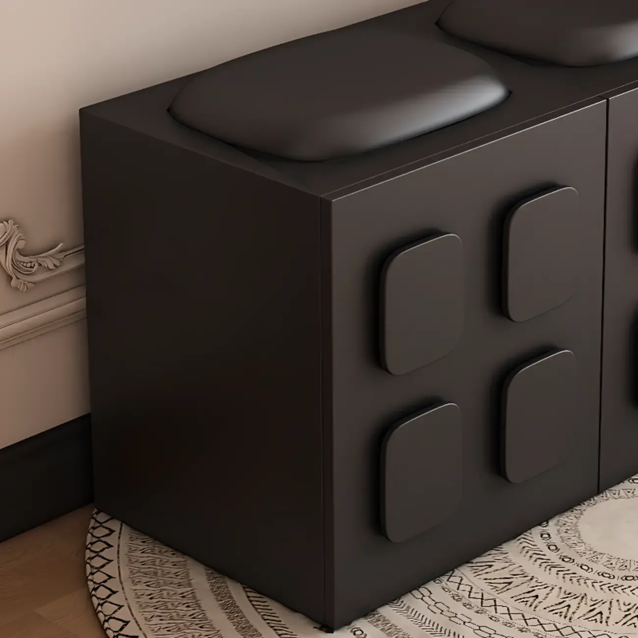 Contemporary Black Upholstered Entry Bench Storage Included Image - 5