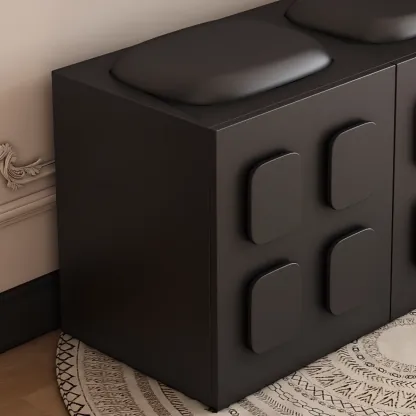 Contemporary Black Upholstered Entry Bench Storage Included Image - 5
