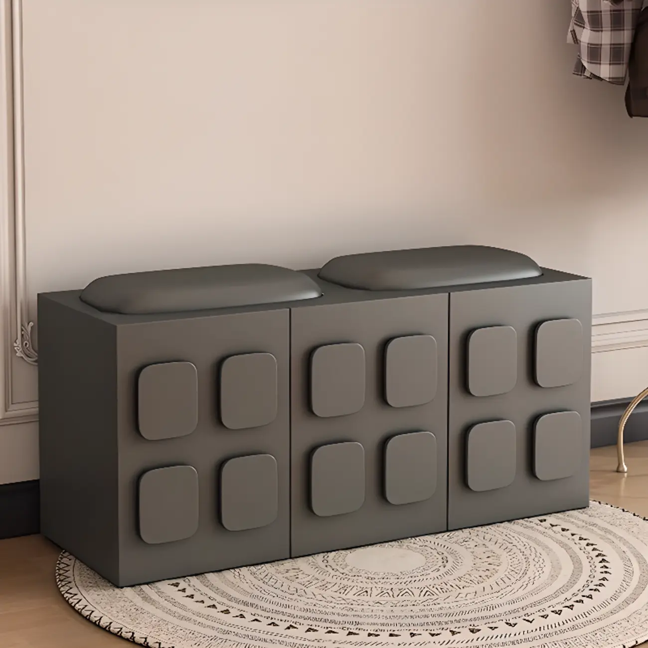 Contemporary Black Upholstered Entry Bench Storage Included Image - 11 | homeyfad