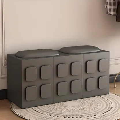 Contemporary Black Upholstered Entry Bench Storage Included Image - 11