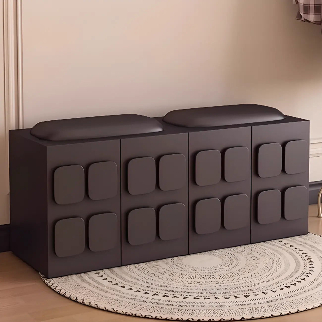 Contemporary Black Upholstered Entry Bench Storage Included Image - 12 | homeyfad