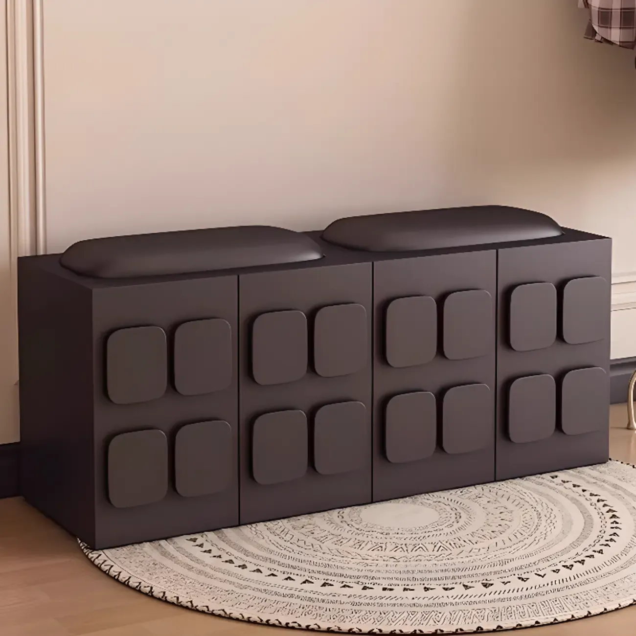 Contemporary Black Upholstered Entry Bench Storage Included Image - 12