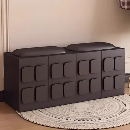 Contemporary Black Upholstered Entry Bench Storage Included Image - 12