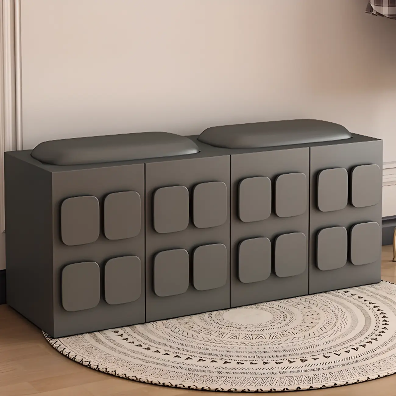 Contemporary Black Upholstered Entry Bench Storage Included Image - 13 | homeyfad