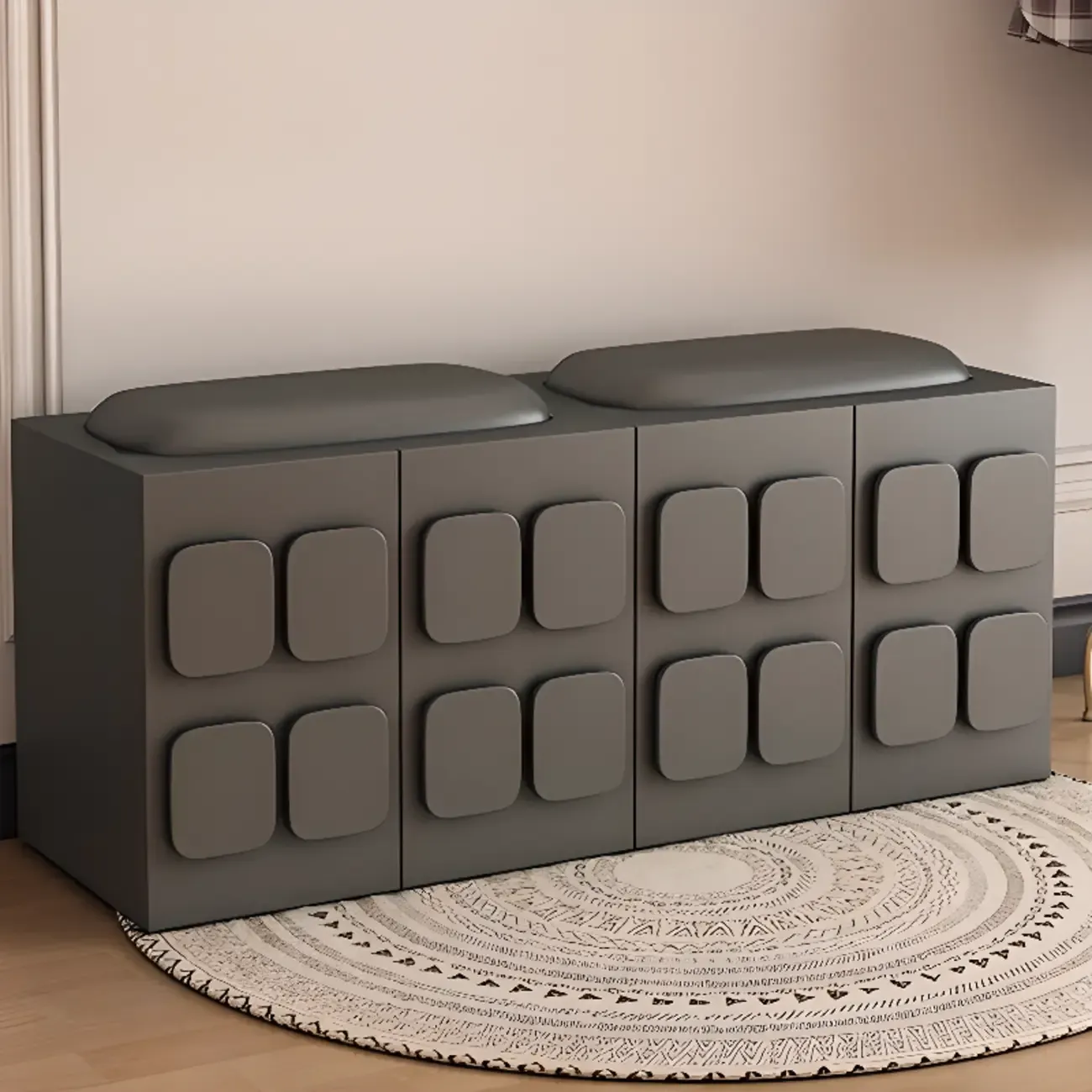 Contemporary Black Upholstered Entry Bench Storage Included Image - 13