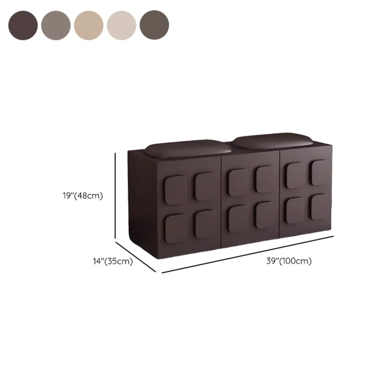 Contemporary Black Upholstered Entry Bench Storage Included #size