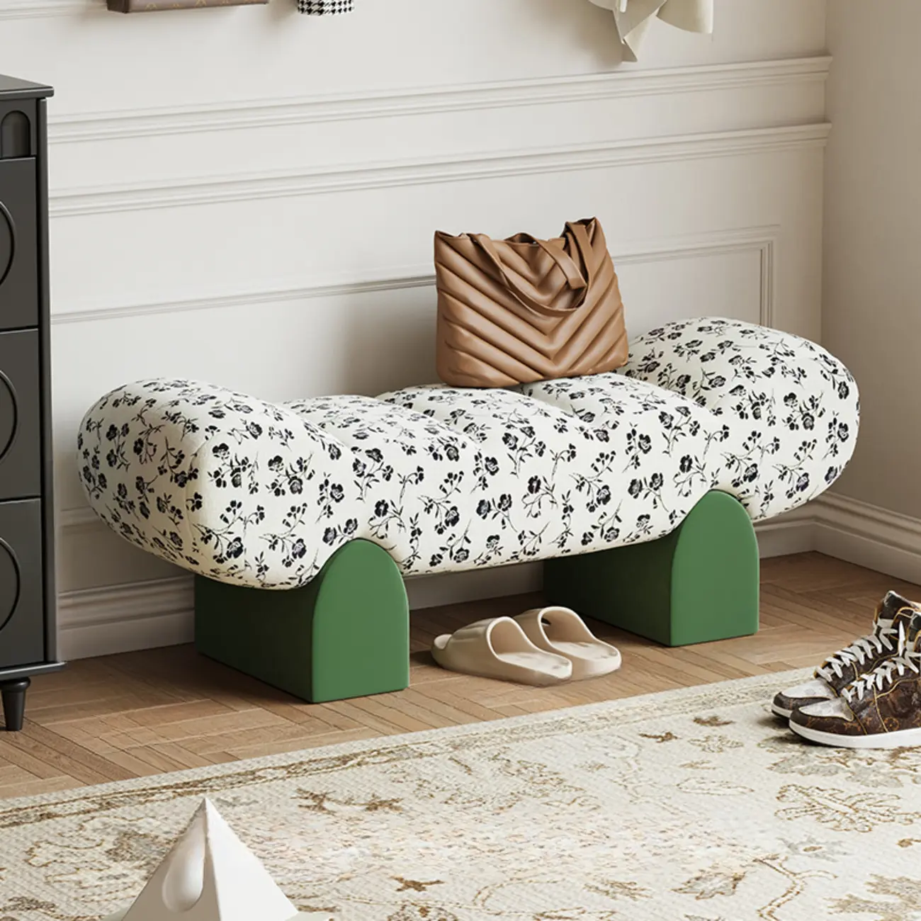 Modern Toil/animal Print Upholstered Entryway Bench Image - 5 | homeyfad