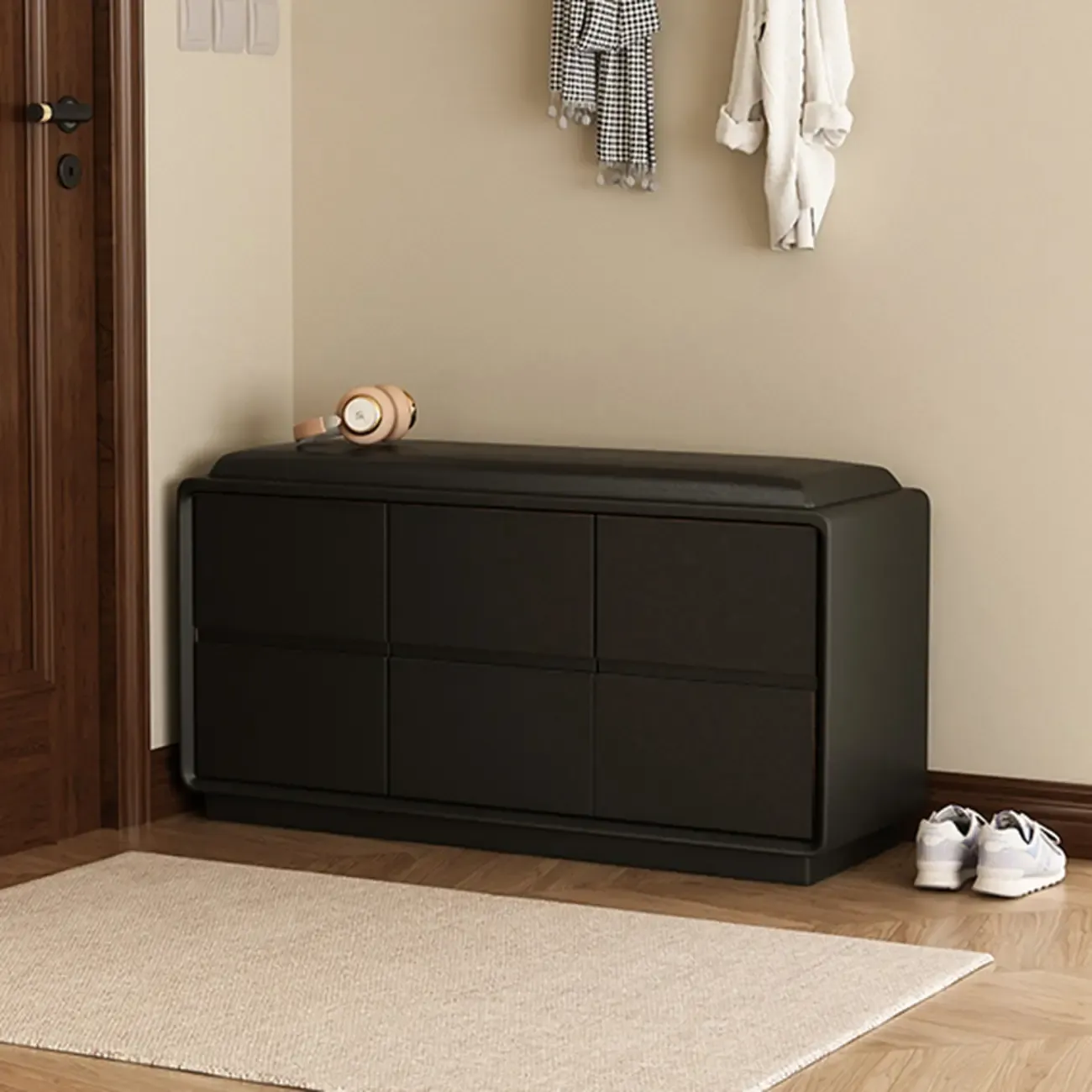 2-tier Modern Upholstered Shoe Bench With Storage