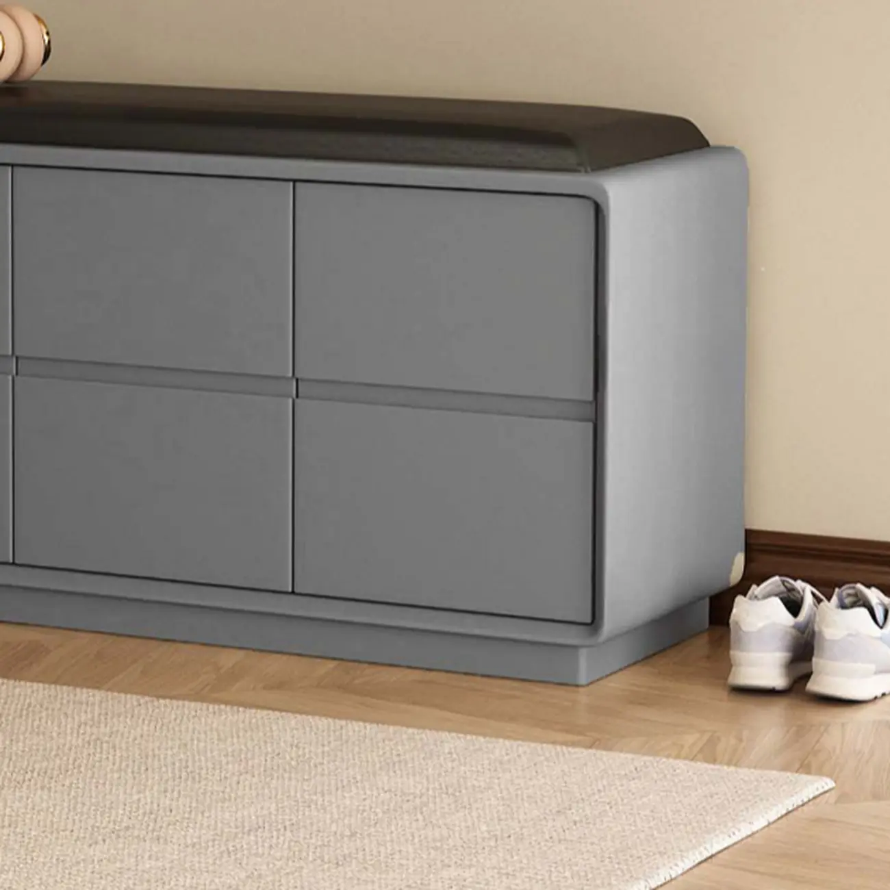 2-tier Modern Upholstered Shoe Bench With Storage Image - 6 | homeyfad