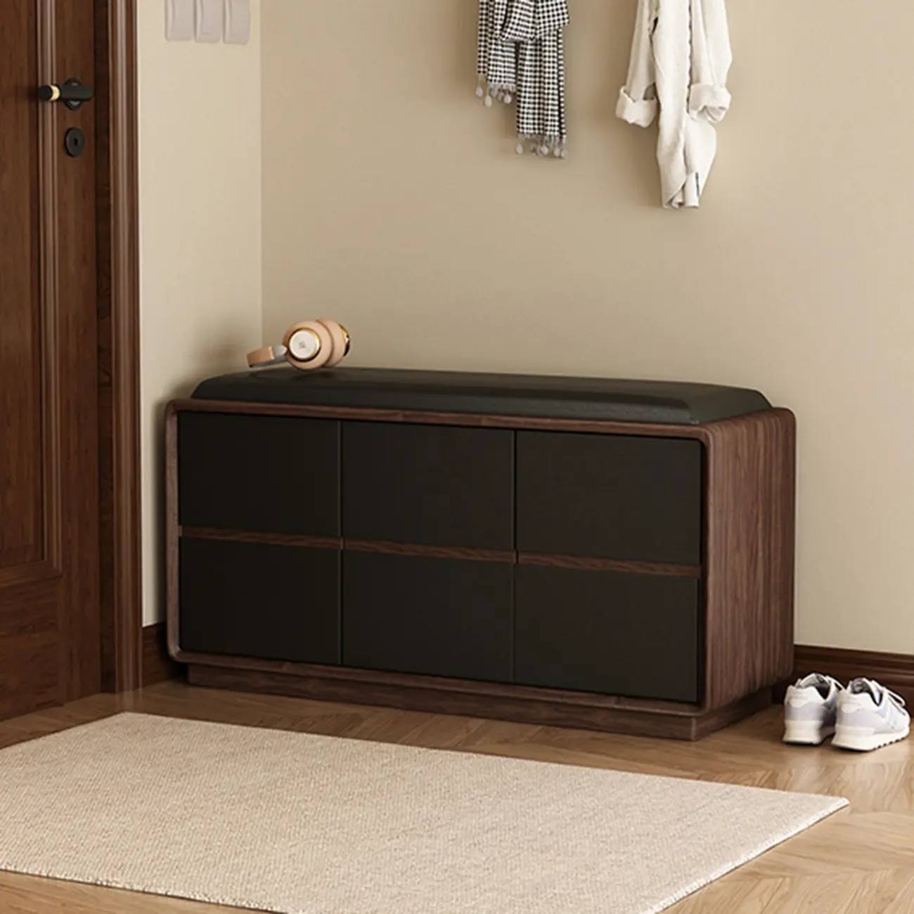 2-tier Modern Upholstered Shoe Bench With Storage Image - 11 | homeyfad