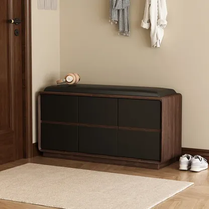 2-tier Modern Upholstered Shoe Bench With Storage Image - 11