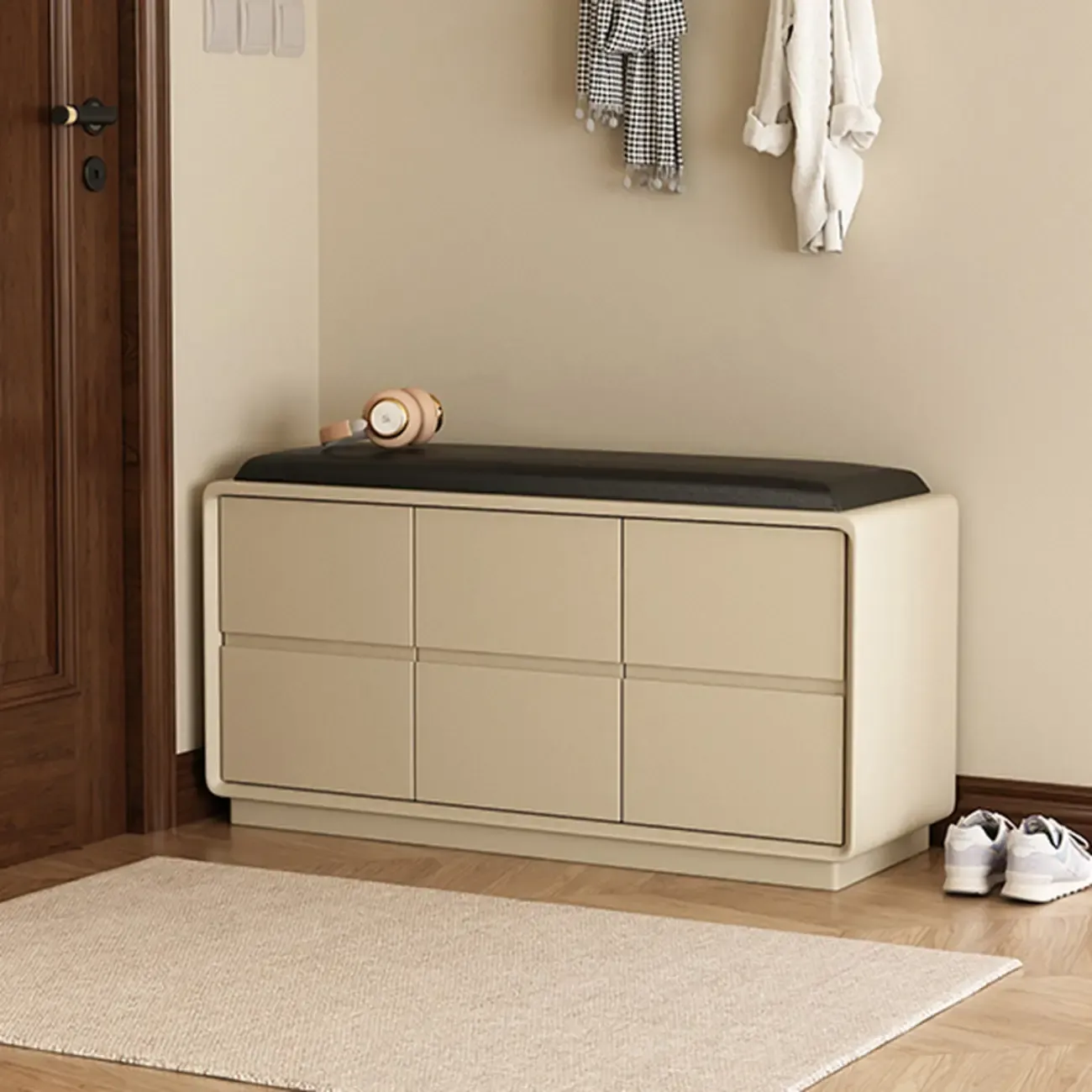 2-tier Modern Upholstered Shoe Bench With Storage Image - 13