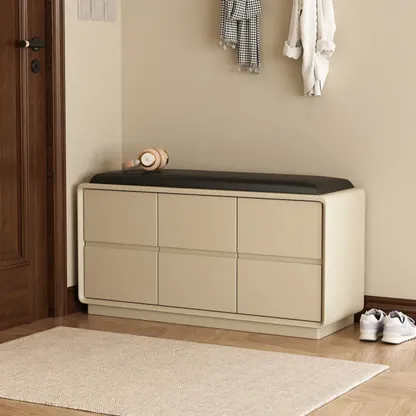 2-tier Modern Upholstered Shoe Bench With Storage Image - 13