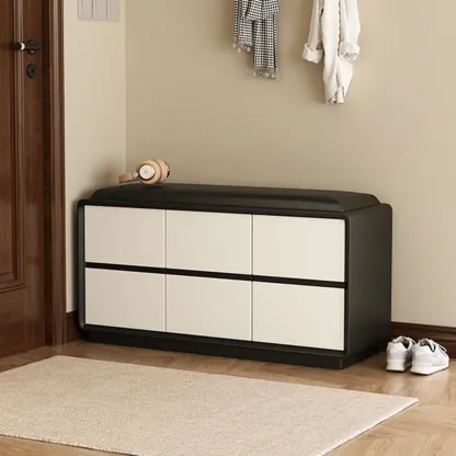 2-tier Modern Upholstered Shoe Bench With Storage Image - 14