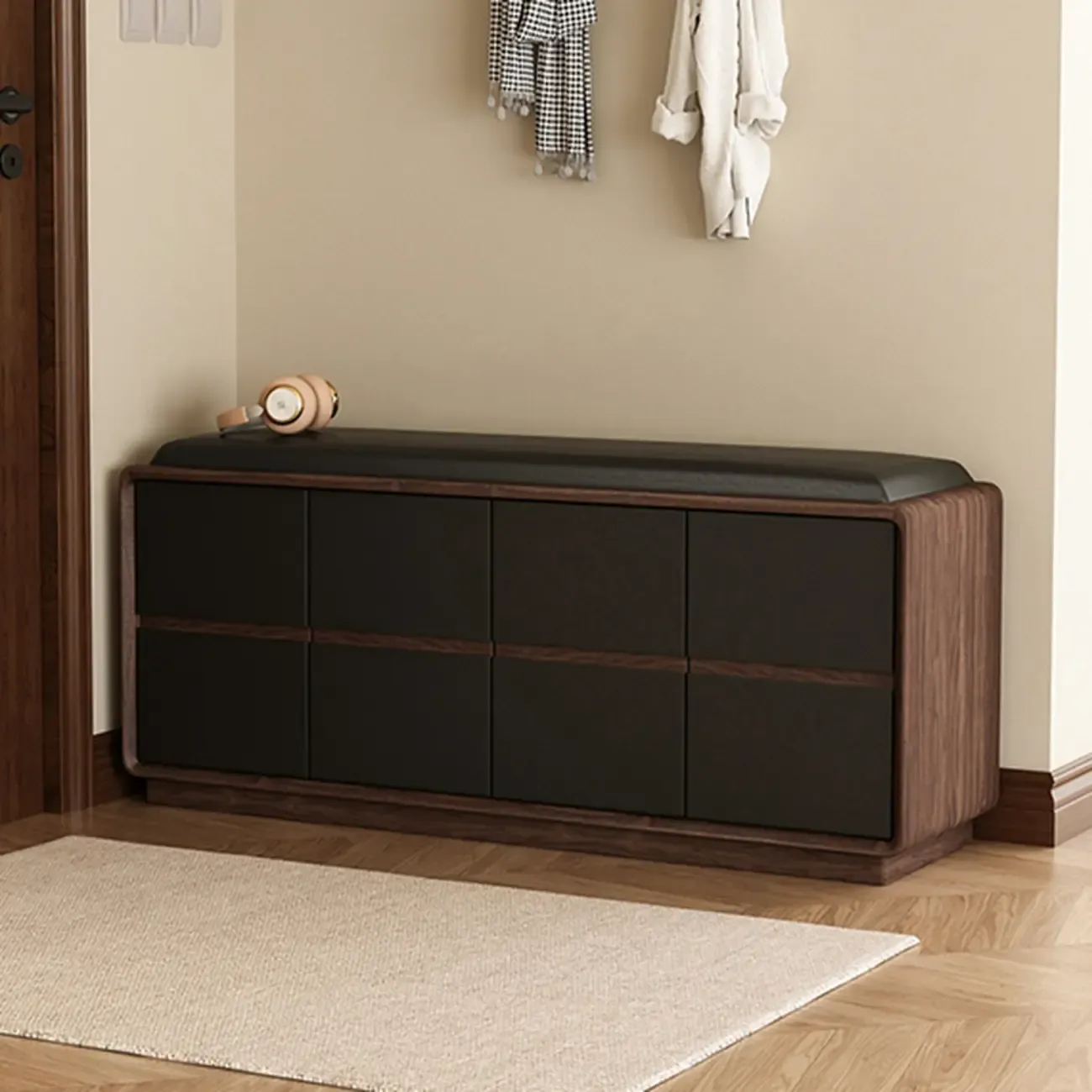 2-tier Modern Upholstered Shoe Bench With Storage Image - 15