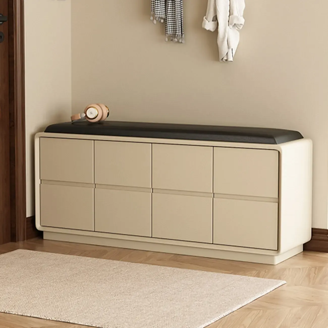 2-tier Modern Upholstered Shoe Bench With Storage Image - 17