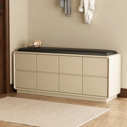 2-tier Modern Upholstered Shoe Bench With Storage Image - 17