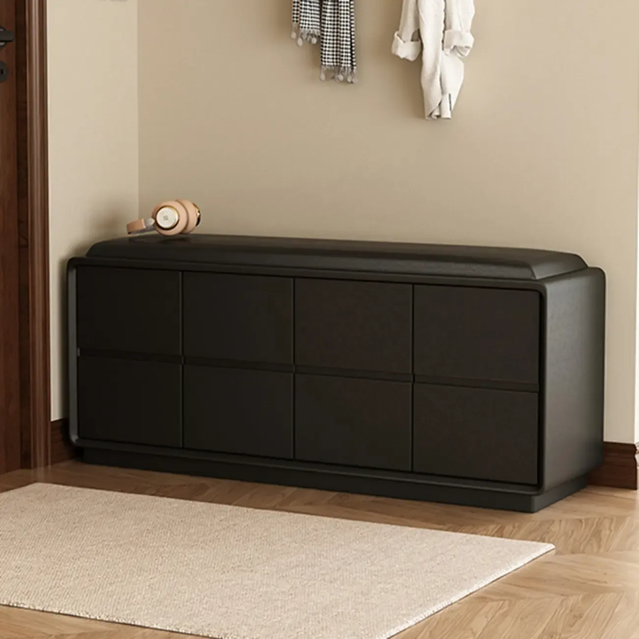 2-tier Modern Upholstered Shoe Bench With Storage Image - 18