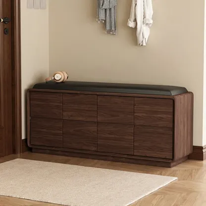 2-tier Modern Upholstered Shoe Bench With Storage Image - 23