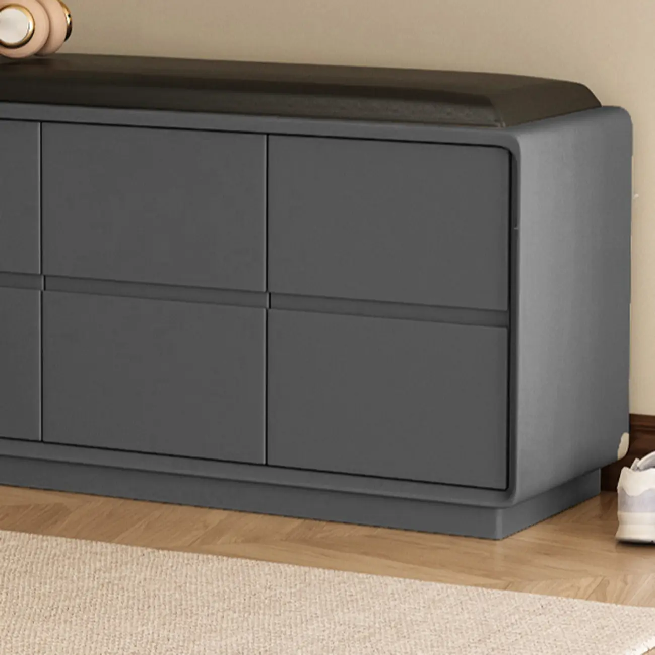 Minimalist Entryway 2-tier Upholstered Shoe Storage Bench Image - 6 | homeyfad