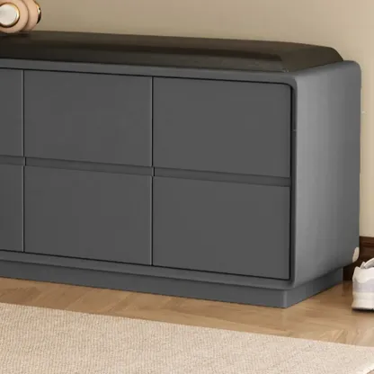 Minimalist Entryway 2-tier Upholstered Shoe Storage Bench Image - 6